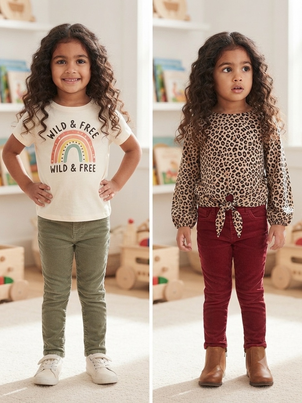 2Pairs H&M Kids Olive & Burgundy Corduroy Pants Size 3t